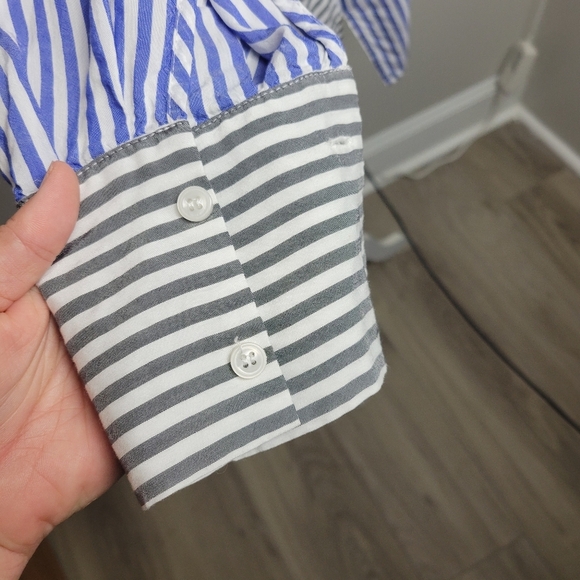 Sen Striped Button Up Oversized Hi-Lo Small - Picture 6 of 11